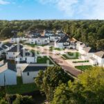 Aerial view of homes in the newly constructed Lakewood Manor community, now leasing in Lake Jackson, TX.
