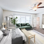 The large master bedroom space at the newly-constructed Lakewood Manor community in Lake Jackson, TX provides privacy and comfort with an attached master bath and Texas-sized walk-in closet.