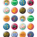 Pinback Buttons: These vibrant stamps will add cheer and whimsical flair to cards and envelopes. The pane of 20 stamps features 10 typographic designs by 10 different artists in their unique styles, each with a single word as the prominent element.