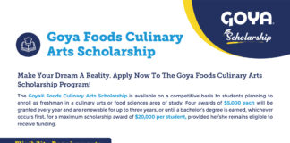 Goya Foods Opens Applications for $20,000 Culinary Arts & Food Science Scholarships for Students Nationwide