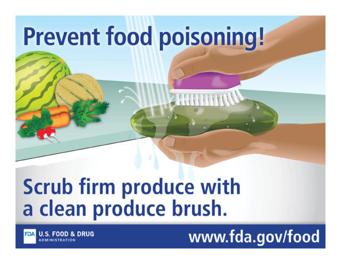 Prevent food poisoning! Scrub firm produce with a clean produce brush.