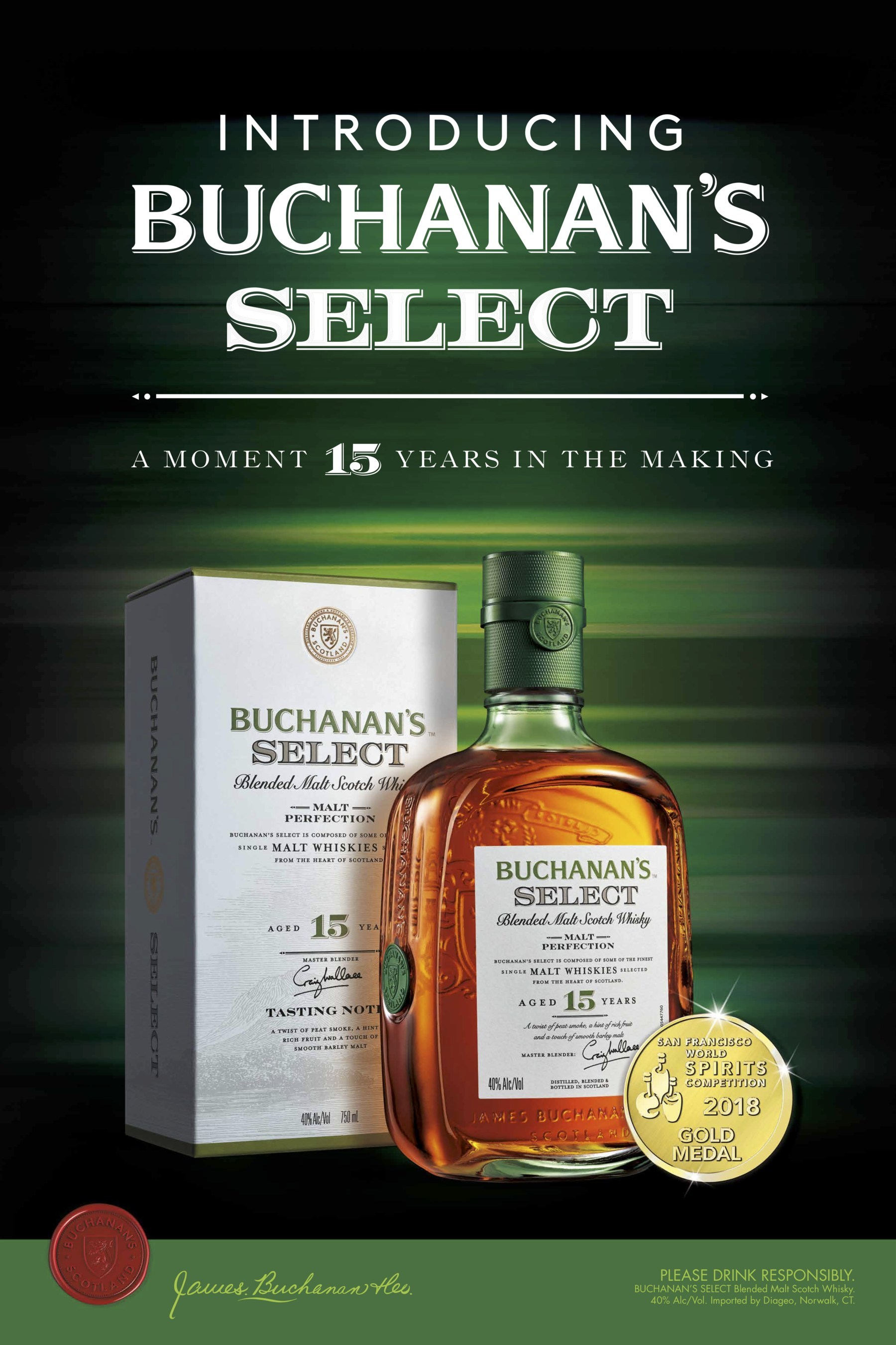Presentando Buchanan’s Select 15YearOld Blended Malt Scotch Whisky