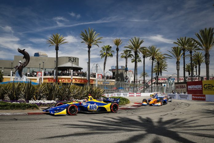 Alexander Rossi started from the pole and led 80 of 85 laps to win Sunday's Acura Grand Prix of Long Beach. The Honda IndyCar Series driver became the first to win back-to-back Long Beach races since fellow Honda driver Alessandro Zanardi accomplished the feat in 1997-98.