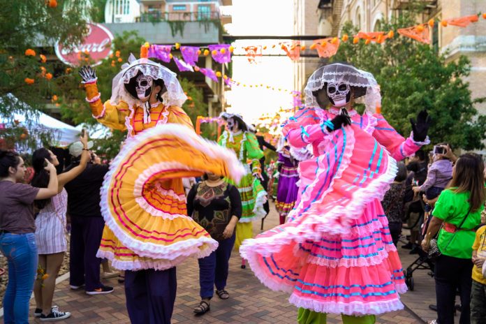 A colorful Dia de Muertos parade at the historic Pearl brewery district. Dozens of events from Oct. 26 to Nov. 3 make San Antonio the largest Day of the Dead celebrations in the U.S.
