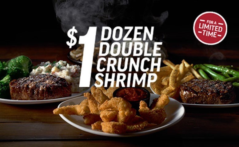 Por tiempo limitado, en restaurantes Applebee's participantes en Texas,  adicione una docena de Double Crunch Shrimp a cualquier filete de res por  tan solo $1, y/o un Perfect Margarita por $5*! |