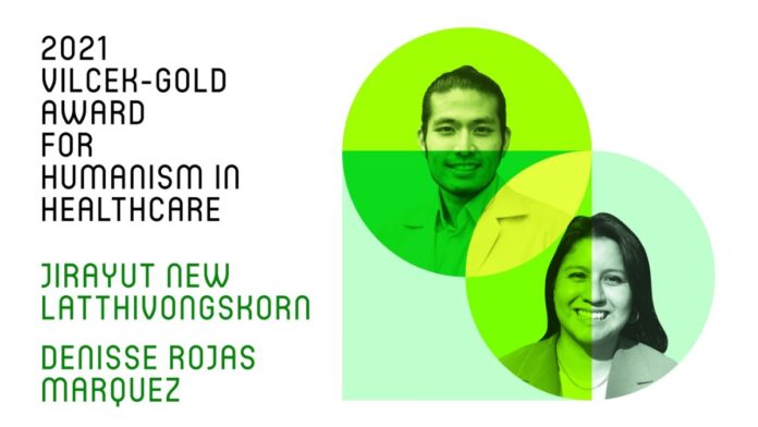 Jirayut New Latthivongskorn and Denisse Rojas Marquez are the joint recipients of the 2021 Vilcek-Gold Award for Humanism in Healthcare.