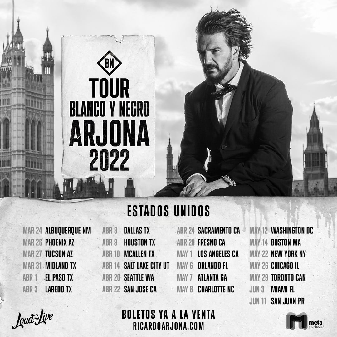Ricardo Arjona Tour USA 2022 “Blanco y Negro” (Black and White